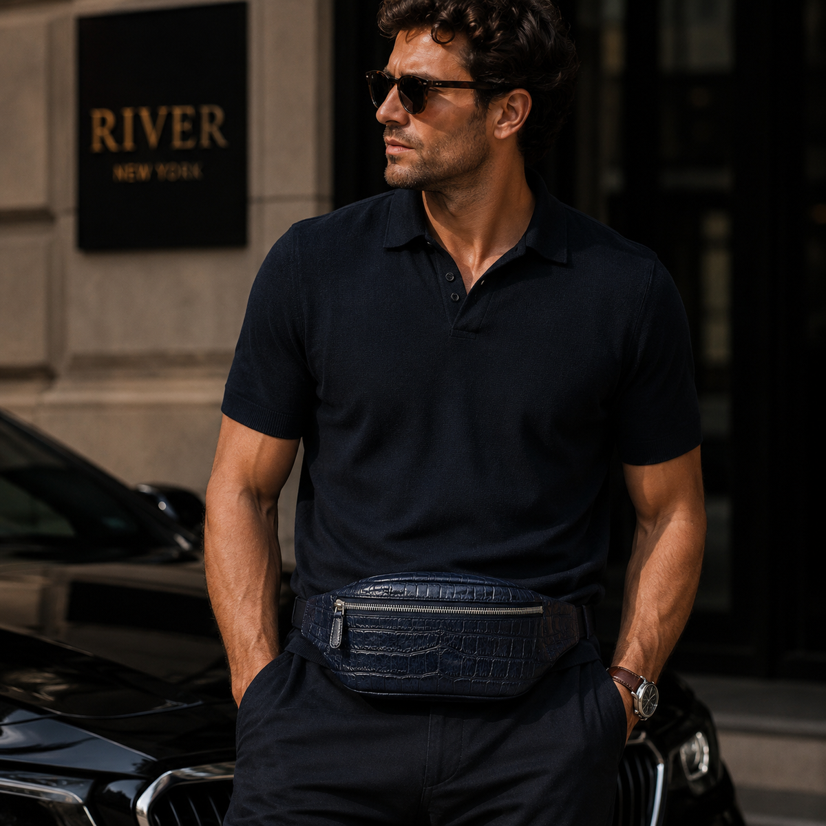 The Obsidian Crocodile Belt Bag