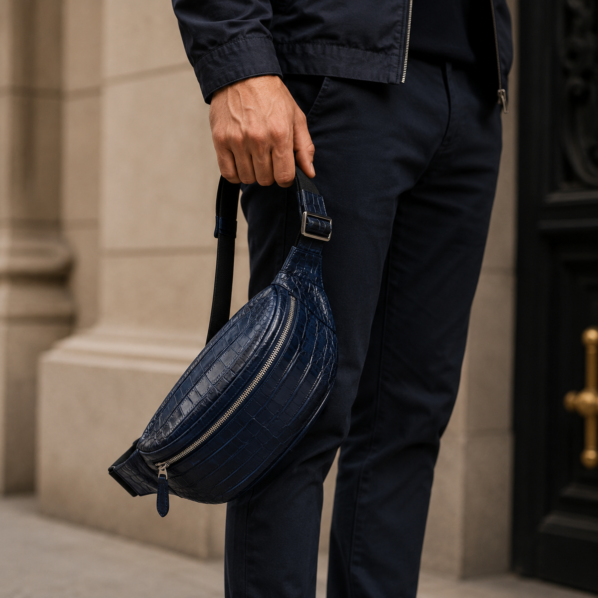 The Obsidian Crocodile Belt Bag
