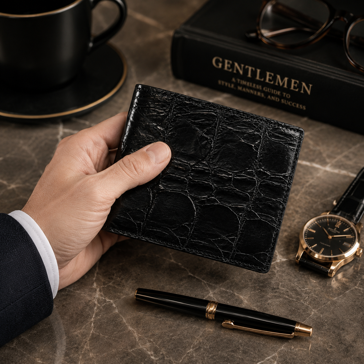 The Monarch Crocodile Bifold Wallet