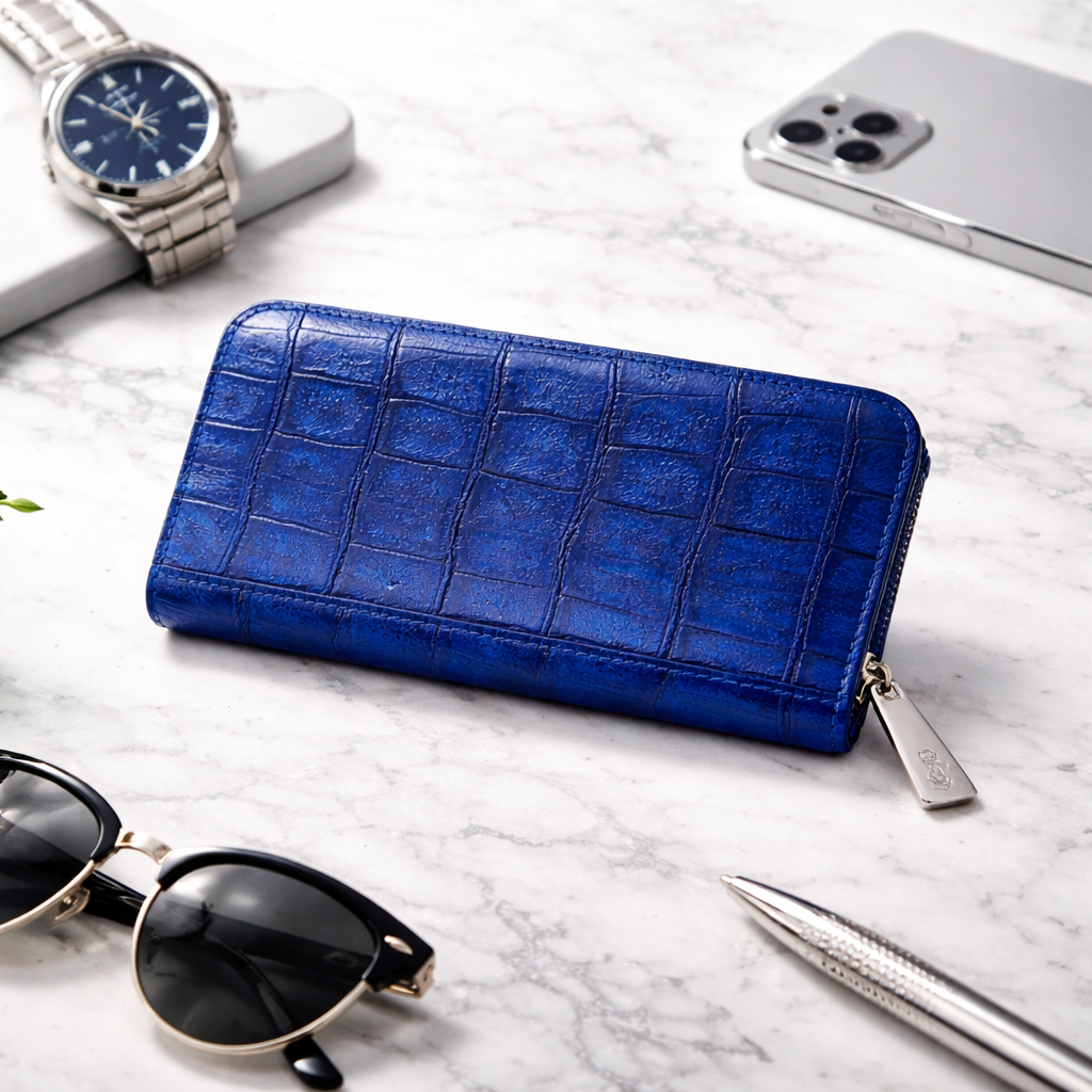 The Windsor Crocodile Zip Wallet