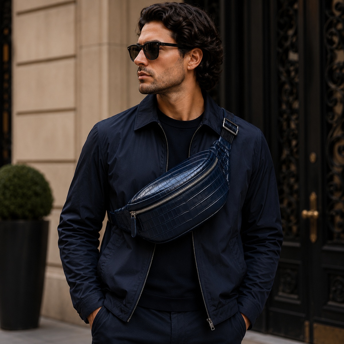 The Obsidian Crocodile Belt Bag